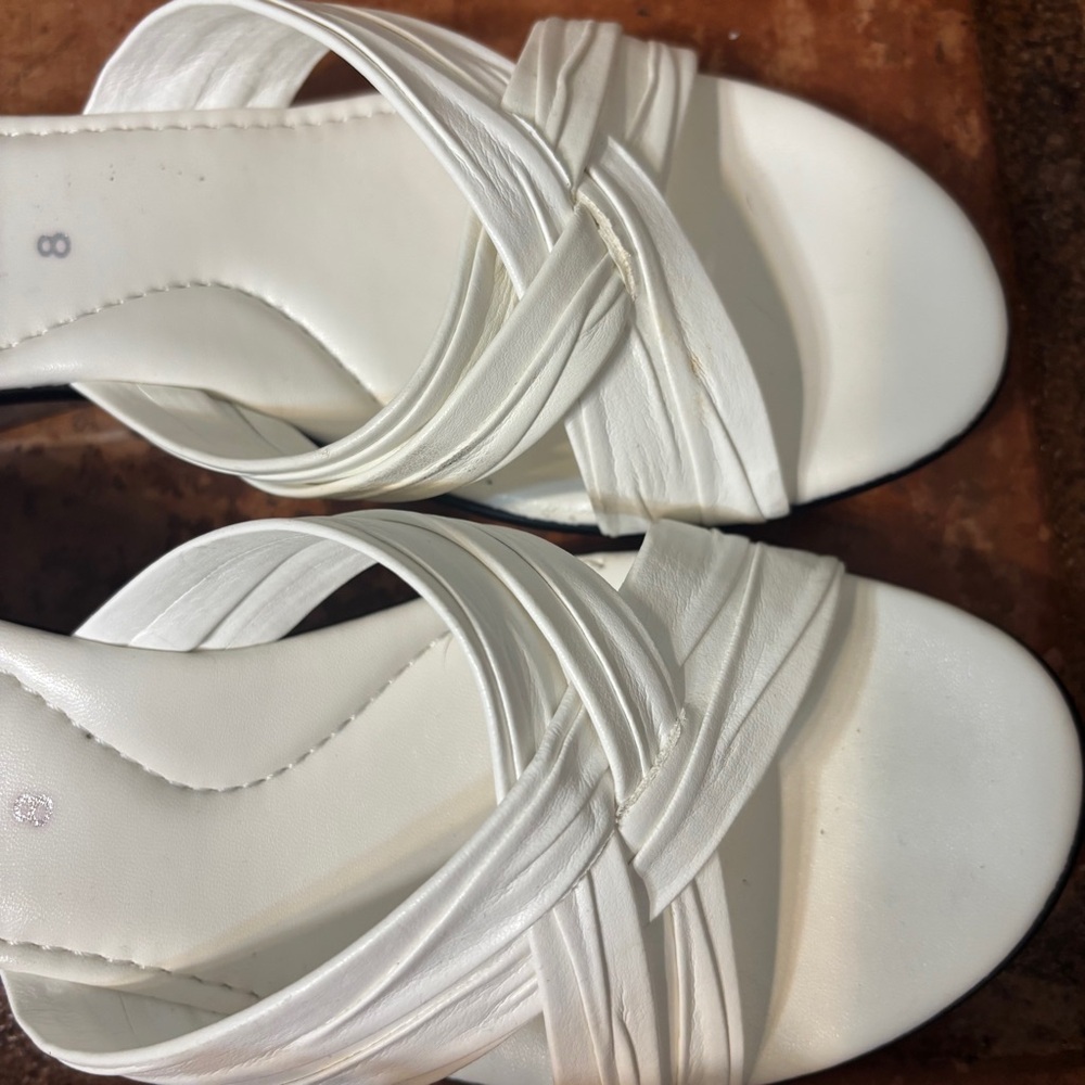 BRAND NEW White Sandals Elegant Comfort 2”heel
